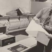 Student Gearhardt Wittag and Gordon Stegink, director of the Computer Center, Spring 1972